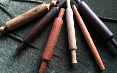 turned rolling pins in assorted woods
